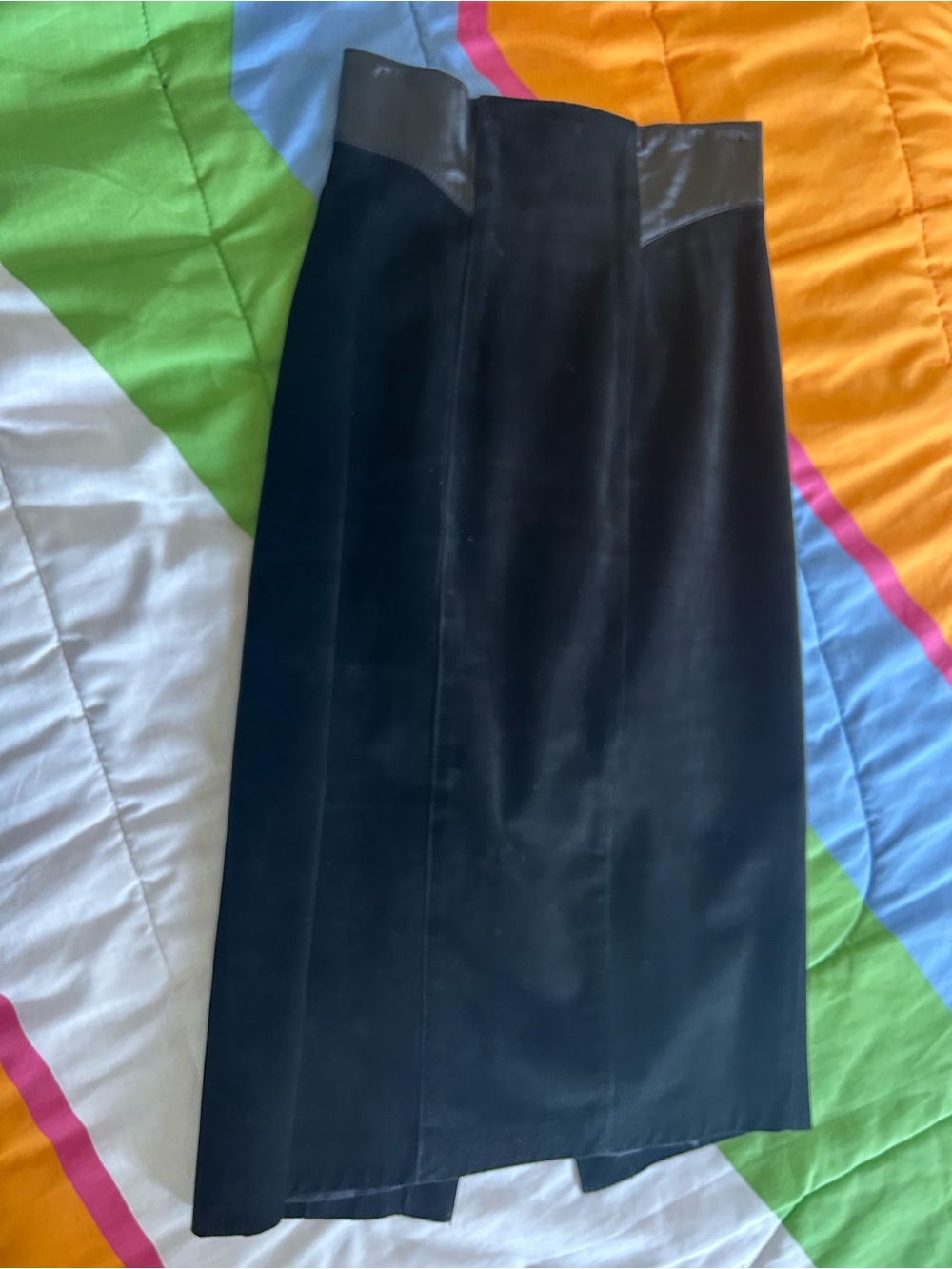 Danier Black Pencil Midi Skirt with Gloss Trim